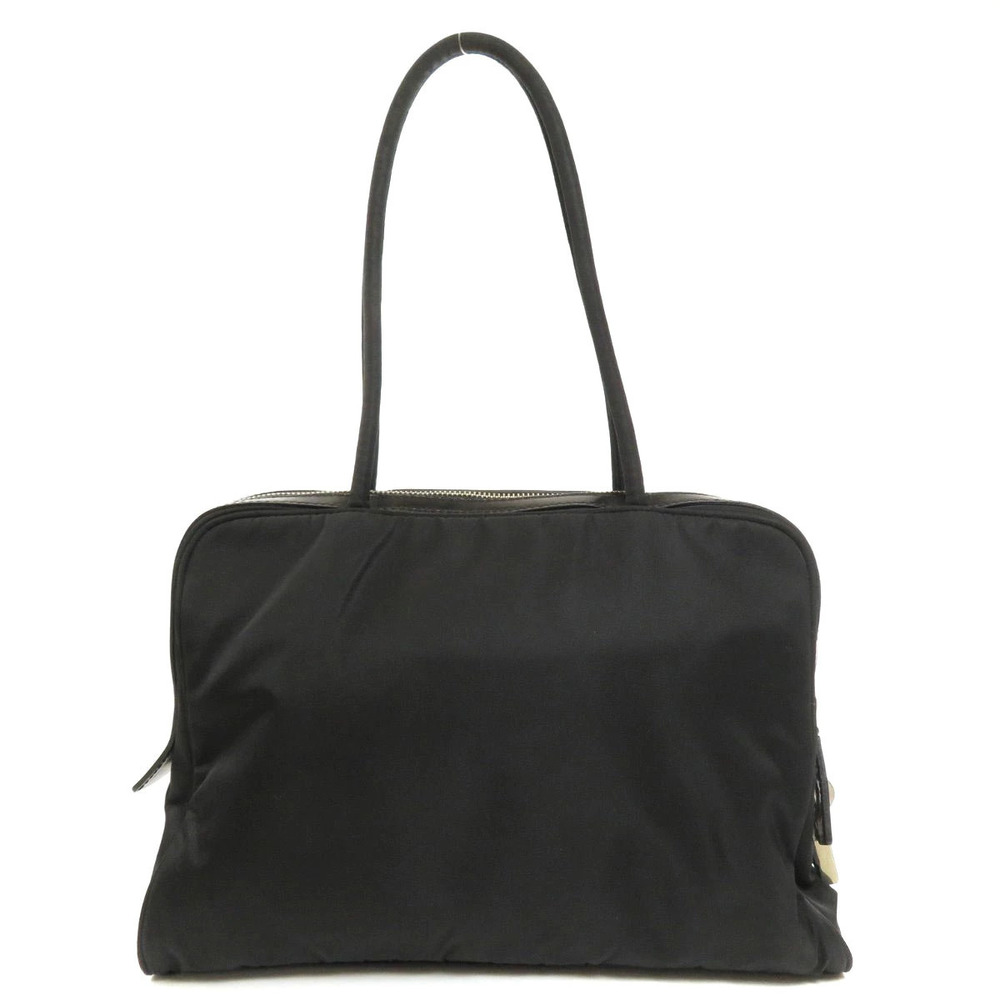 Prada Bauletto black iconic Tessuto Bag logo plate enameled triangle Black